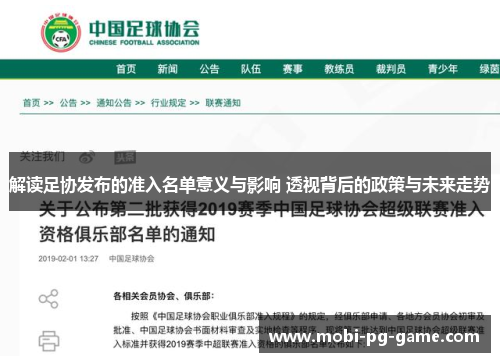 解读足协发布的准入名单意义与影响 透视背后的政策与未来走势